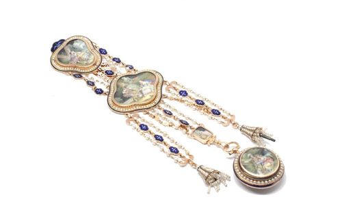 Chateleine e Relógio em Ouro, Magnífico Conjunto Finais Séc XVIII
